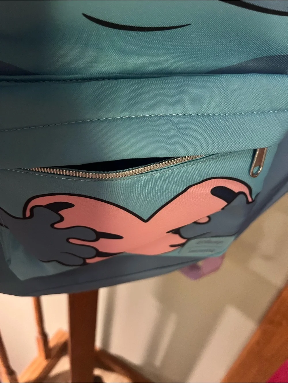 Loungefly Blue Stitch Heart Kids Backpack with Pink Heart Accent